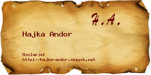 Hajka Andor névjegykártya